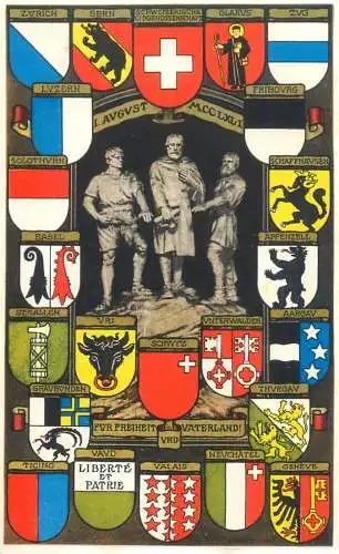 Swiss cantons heraldry postcard