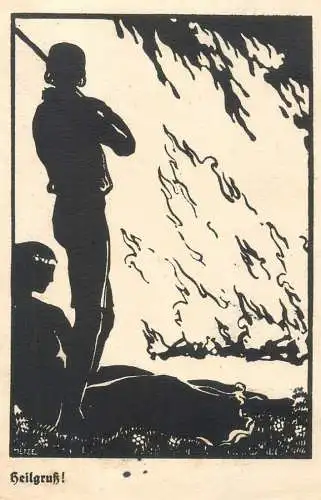Heilgruss! Silhouette Kunstler Postkarte 1916