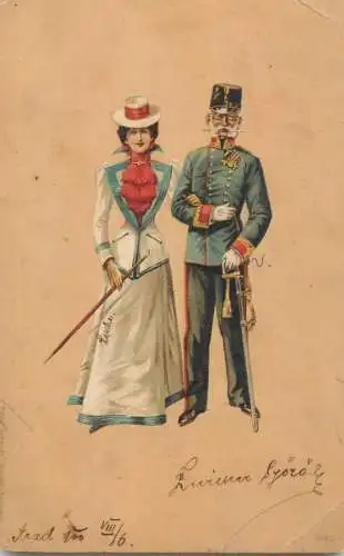 Couple military uniform Arad 1900