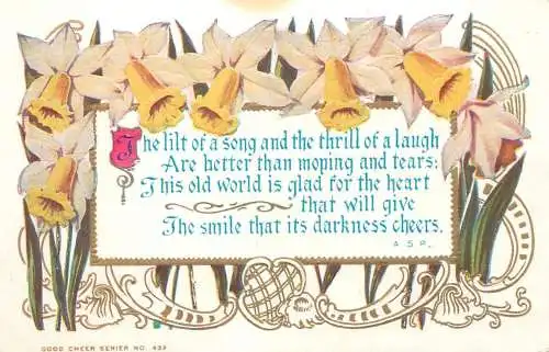 Good cheer greetings art nouveau postcard
