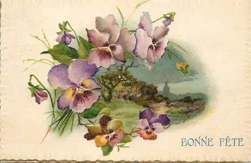 Heart-ease flowers embossed greetings postcard