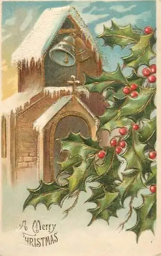 Christmas greetings fantasy embossed postcard 1909