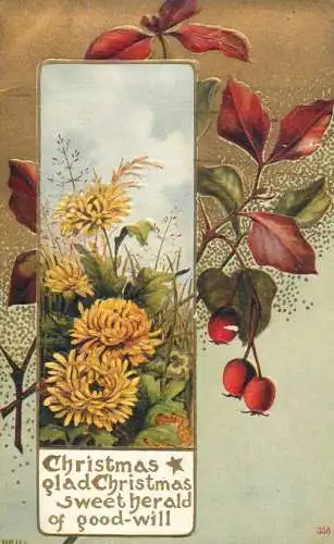 Embossed Christmas greetings vintage postcard