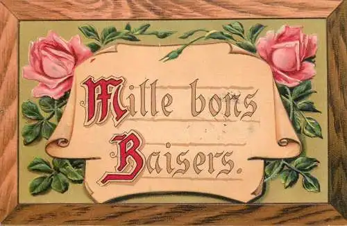 Embossed roses fantasy greetings 1909