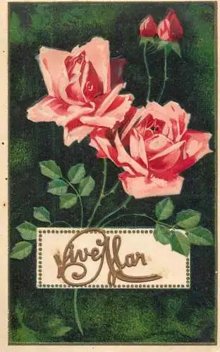 Embossed roses fantasy greetings 1911