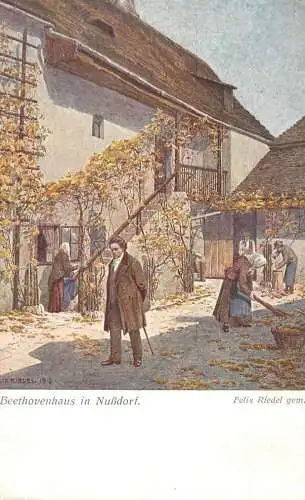 AK Beethovenhaus in Nussdorf Felix Riedel pinx. Wiener Kunst Postkarte