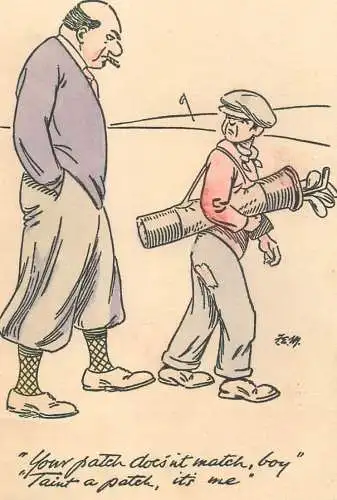 Golf boy caricature pictorial card