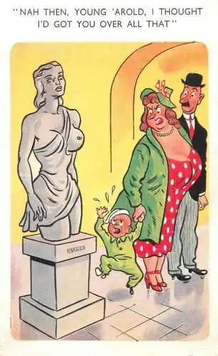 British humor young Arnold comic caricature risque statuette 1952