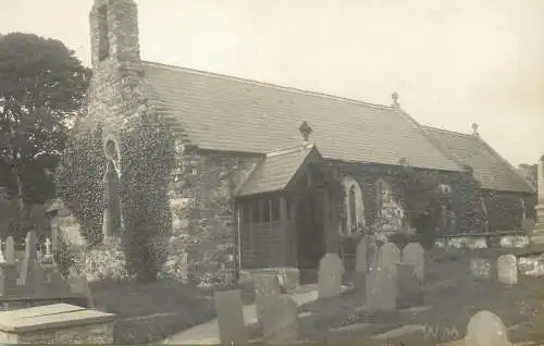 Wales church and cemetery photographic postcard