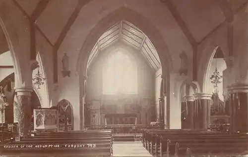 Church of the Assumption Torquay interior photographic postcard