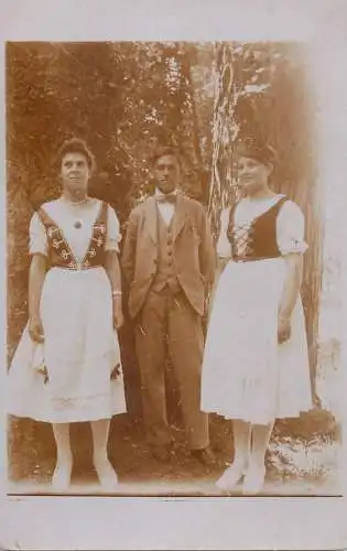 Photographic postcard Hungarian style dresses folk costumes bridesmaids souvenir 1920s