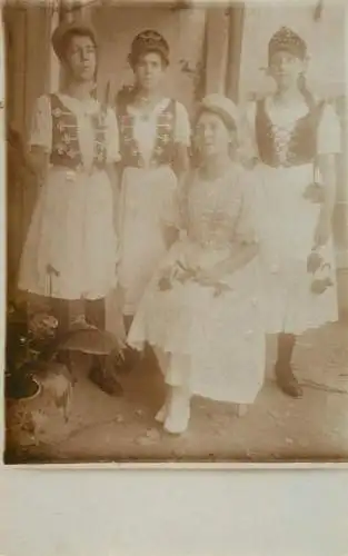 Photographic postcard Hungarian style dresses folk costumes wedding souvenir 1920s
