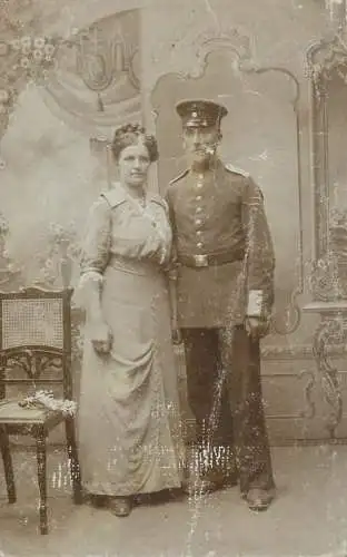 Photographic postcard military family souvenir
