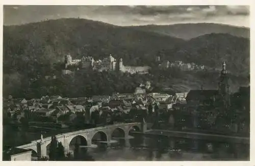 Germany Heidelberg vom Pihlosophenweg gesehen bei Mondschein