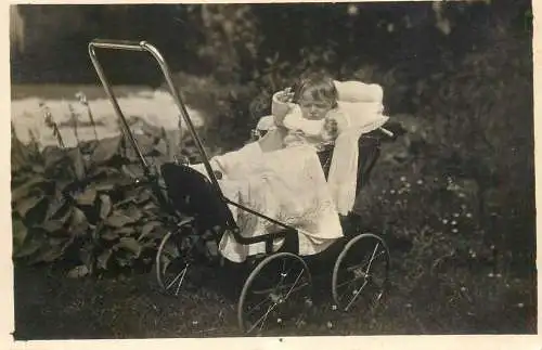 Photographic postcard baby cart souvenir photo