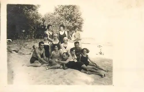 Photographic postcard persons beach souvenir vintage photo