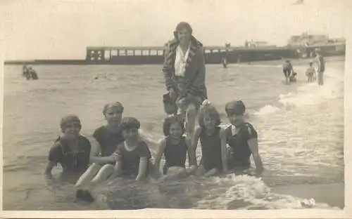 Photographic postcard social history vintage beach picture place to identify