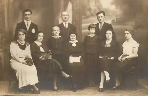 Photographic postcard social history Romania family souvenir photo V. Mysz Sibiu