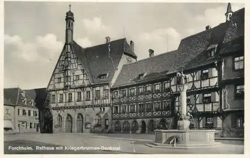 Germany Forchheim Kriegerbrunnen Denkmal und Rathaus
