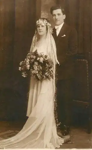 Photographic postcard Romania wedding souvenir studio Foto Pax Bucovsky Bucuresti 1925