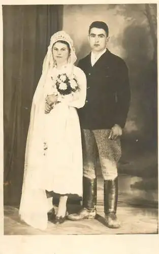 Romania wedding photographic souvenir postcard 1941 Foto Marginean Dej