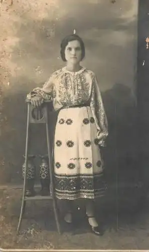 Romania folk type costume photographic postcard 1927