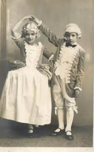 Photographic postcard children couple costumes 1934