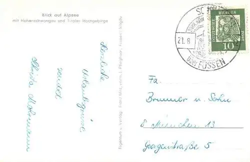 Germany Alpsee mit Hohenschwangau und Tiroler Hochgebirge