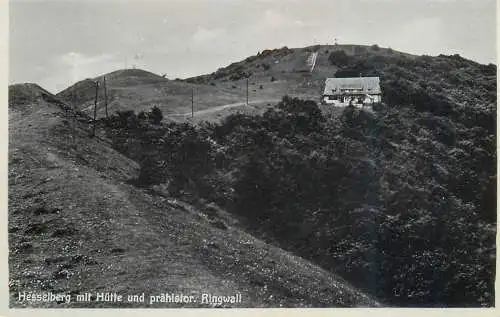 Germany Hesselberg mit Hutte mit prahistor Ringwall
