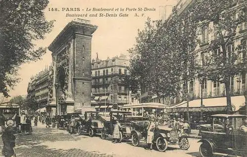 Paris 1925 automobiles voitures boulevard St-Denis