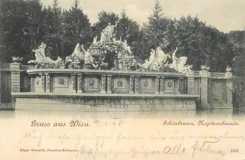 Austria gruss aus Wien Schonbrunn Neptunsbassin 1898