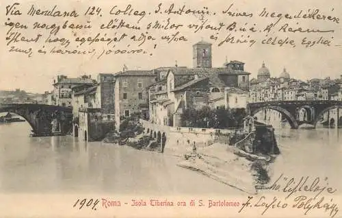 Roma 1904 Isola Tiberina ora di S. Bartolomeo