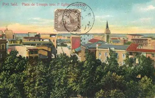 Egypt Port Said Place de Lesseps avec l'eglise catholique