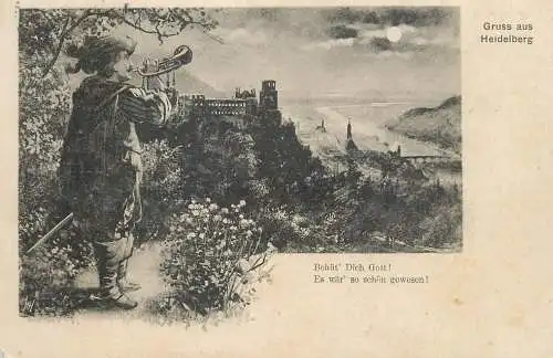 Germany Gruss aus Heidelberg vintage postkarte souvenir