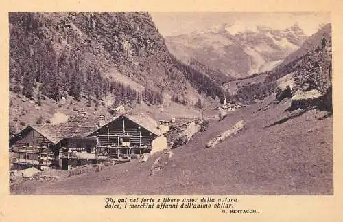 Cartolina con frasi poesia G.bertacchi viaggiata vintage place to identify