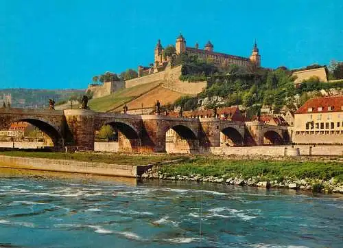 Germany Wurzburg Mainbrucke und Feste Marienberg
