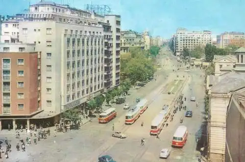 Romania Bucuresti - Pe bd-ul 1848 tramvai aspect aerian