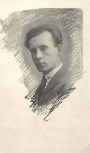 Man portrait old photo postcard