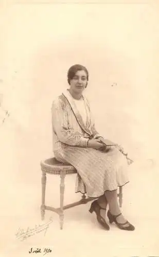 Woman portrait old studio photo postcard
