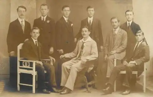 Social history elegant young men school prom souvenir photo postcard