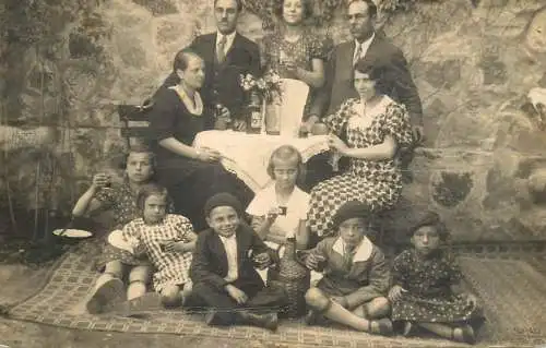 Social history family cheers souvenir photo postcard