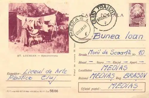 Romania postal stationery card art Stefan Luchian - Spalatoreasa
