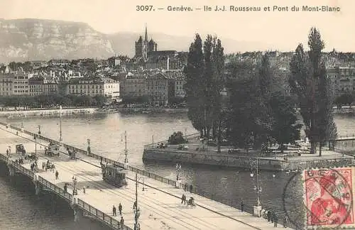 Switzerland Genève ile J.J. Rousseau pont du Mont Blanc