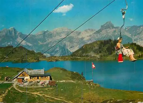 Switzerland Engelberg Sesselbahn Trubsee-Jochpass mit Hahnen