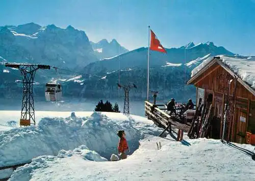 Switzerland Gondelbahn Hasliberg-Kaserstatt mit Restaurant Berghaus Wetterhorner Monch Eiger Schwarzhorn