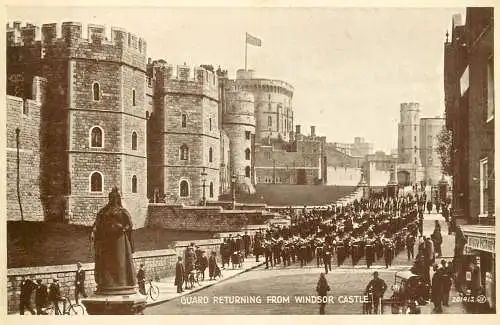 United Kingdom England Windsor Castle guards returning