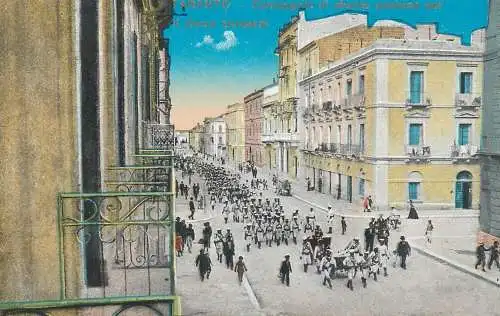 Italy Taranto campanile and soldier parade march
