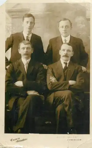 Social history annonymous persons souvenir photo elegant men moustache Birmingham