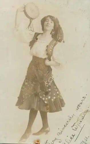 Social history annonymous persons souvenir photo elegant woman traditional costume