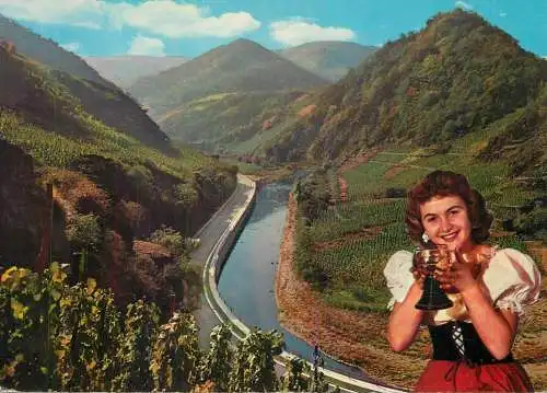 Germany Das schone Ahrtal picturesque natural landscape & beautiful lady with folk costume